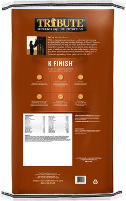 Show full view: Tribute Equine Nutrition K Finish High Fat Horse Feed, 40-lb bag slide 2 of 8