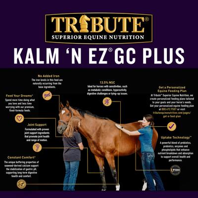Show full view: Tribute Equine Nutrition Kalm 'N EZ GC Plus Low-NSC, Joint Support Horse Feed, 50-lb bag slide 6 of 11