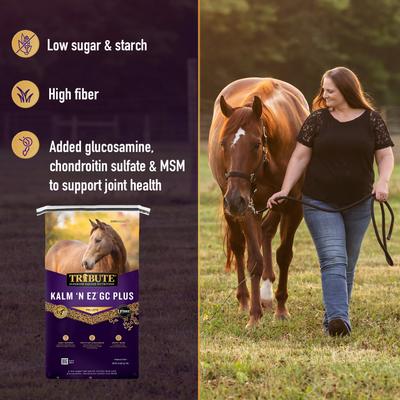 Show full view: Tribute Equine Nutrition Kalm 'N EZ GC Plus Low-NSC, Joint Support Horse Feed, 50-lb bag slide 5 of 11