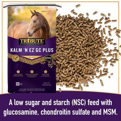 Show full view: Tribute Equine Nutrition Kalm 'N EZ GC Plus Low-NSC, Joint Support Horse Feed, 50-lb bag slide 4 of 11