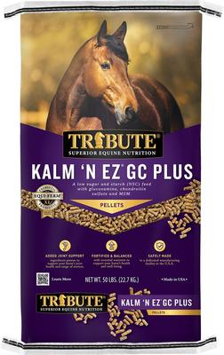 Show full view: Tribute Equine Nutrition Kalm 'N EZ GC Plus Low-NSC, Joint Support Horse Feed, 50-lb bag slide 1 of 9