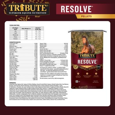 Show full view: Tribute Equine Nutrition Resolve High Fat Horse Feed, 50-lb bag slide 5 of 9