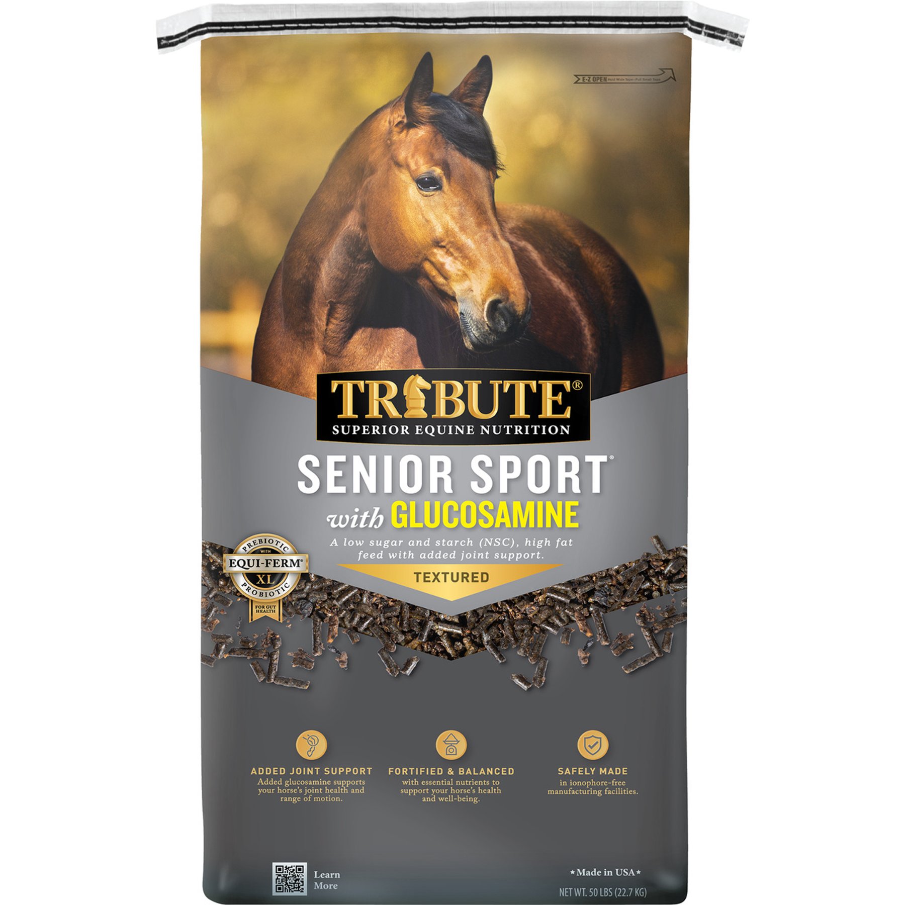 Tribute Equine Nutrition Senior Sport with Glucosamine Textured Horse Feed, 50-lb bag