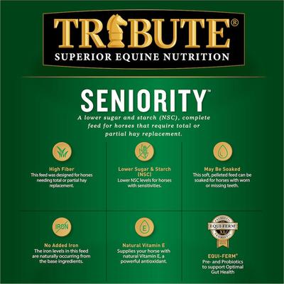 Show full view: Tribute Equine Nutrition Seniority Pellet Horse Feed, 50-lb bag slide 5 of 7