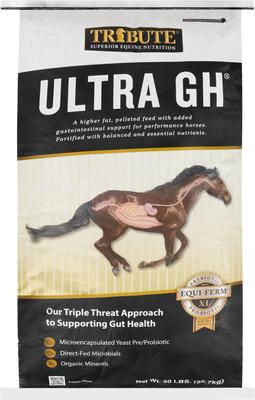 Show full view: Tribute Equine Nutrition Ultra GH Higher Fat Digestive Support Horse Feed, 50-lb bag slide 1 of 5
