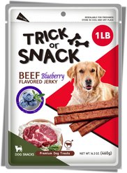 Trick or Snack Beef & Blueberry Flavored Jerky Dog Treats, 1-lb bag