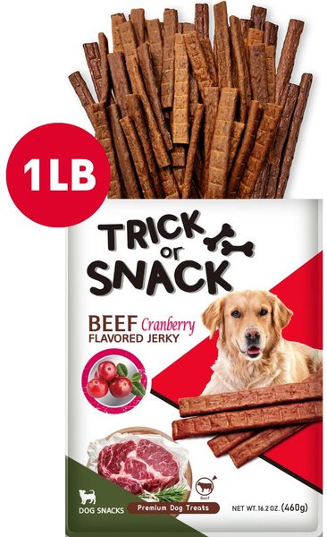Trick or Snack Beef & Cranberry Flavored Jerky Dog Treats, 1-lb bag