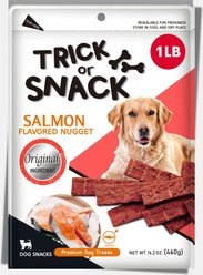 Trick or Snack Natural Smoked Delicious Soft Tender Nutritious Healthy Salmon Jerky Dog Treats, 1-lb bag