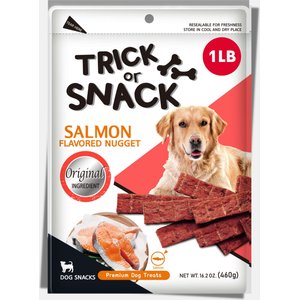 Trick or Snack Natural Smoked Delicious Soft Tender Nutritious Healthy Salmon Jerky Dog Treats, 1-lb bag