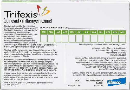 Show full view: Trifexis Chewable Tablet for Dogs, 20.1-40 lbs, (Green Box), 12 Chewable Tablets (12-mos. supply) slide 2 of 11