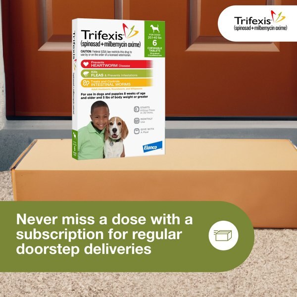 Trifexis Chewable Tablet for Dogs, 20.1-40 lbs, (Green Box)