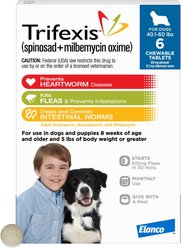Trifexis Chewable Tablet for Dogs, 40.1-60 lbs, (Blue Box), 6 Chewable Tablets (6-mos. supply)