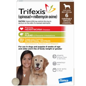 Trifexis Chewable Tablet for Dogs, 60.1-120 lbs, (Brown Box), 6 Chewable Tablets (6-mos. supply)