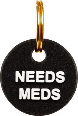Show full view: Trill Paws Needs Meds Mini Charm Dog & Cat Collar, Black slide 2 of 4