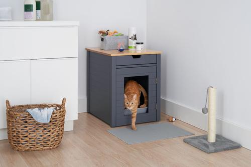 Show full view: TRINITY 20-in Enclosure End Table with Drawer Cat Litter Box, Small, Gray slide 2 of 10
