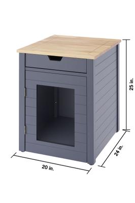 Show full view: TRINITY 20-in Enclosure End Table with Drawer Cat Litter Box, Small, Gray slide 6 of 10