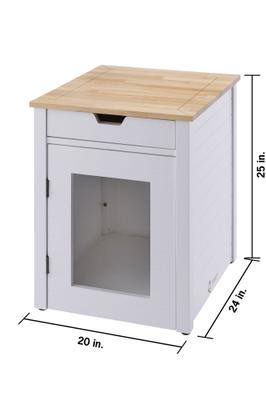 Show full view: TRINITY 20-in Enclosure End Table with Drawer Cat Litter Box, Small, White slide 4 of 10