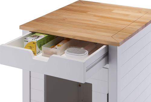 Show full view: TRINITY 20-in Enclosure End Table with Drawer Cat Litter Box, Small, White slide 5 of 10