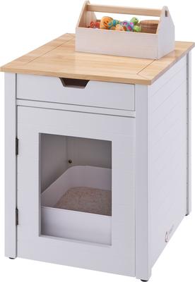 Show full view: TRINITY 20-in Enclosure End Table with Drawer Cat Litter Box, Small, White slide 6 of 10