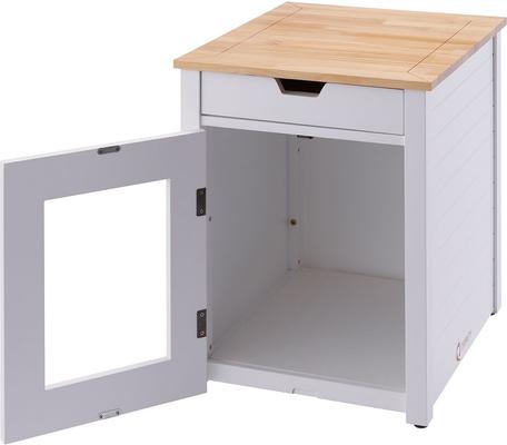 Show full view: TRINITY 20-in Enclosure End Table with Drawer Cat Litter Box, Small, White slide 8 of 10