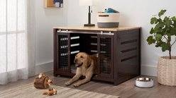 TRINITY Crate Accent Table Double Door Furniture Style Dog & Cat Crate, Espresso Brown, 40-in