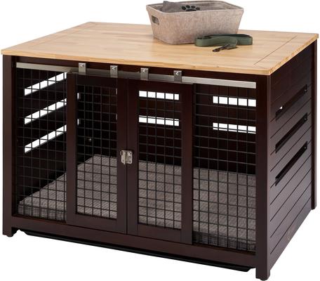 Show full view: TRINITY Crate Accent Table Double Door Furniture Style Dog & Cat Crate, Espresso Brown, 40-in slide 3 of 11