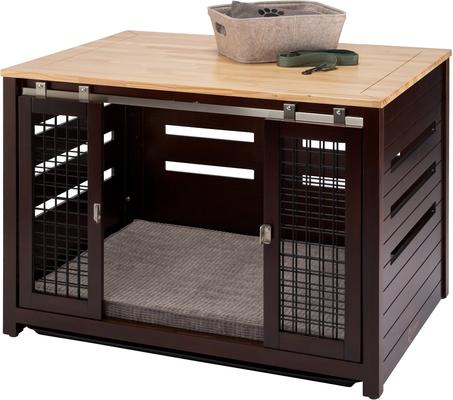 Show full view: TRINITY Crate Accent Table Double Door Furniture Style Dog & Cat Crate, Espresso Brown, 40-in slide 4 of 11