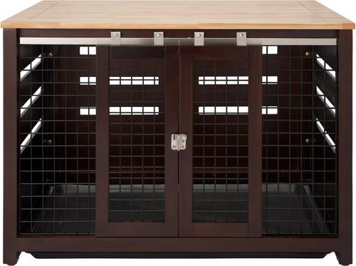 Show full view: TRINITY Crate Accent Table Double Door Furniture Style Dog & Cat Crate, Espresso Brown, 40-in slide 7 of 11