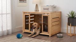 TRINITY Crate Accent Table Double Door Furniture Style Dog & Cat Crate, Natural, 40-in slide 1 of 9