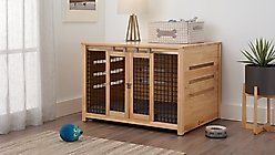 TRINITY Crate Accent Table Double Door Furniture Style Dog & Cat Crate, Natural, 40-in slide 2 of 9