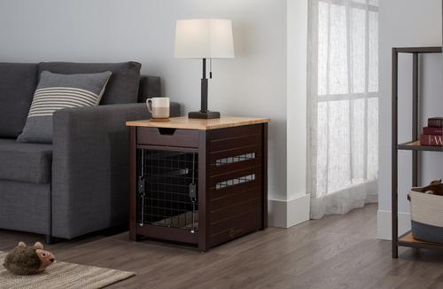 Show full view: TRINITY Crate End Table Single Door with Drawer Furniture Style Dog & Cat Crate, Espresso Brown, 18-in slide 2 of 11