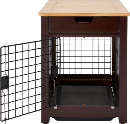 Show full view: TRINITY Crate End Table Single Door with Drawer Furniture Style Dog & Cat Crate, Espresso Brown, 18-in slide 6 of 11