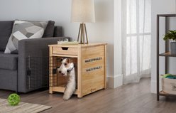 TRINITY Crate End Table Single Door with Drawer Furniture Style Dog & Cat Crate, Natural, 18-in
