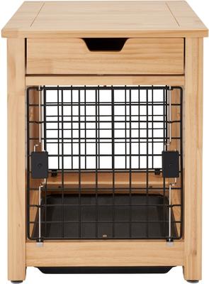 Show full view: TRINITY Crate End Table Single Door with Drawer Furniture Style Dog & Cat Crate, Natural, 18-in slide 5 of 11