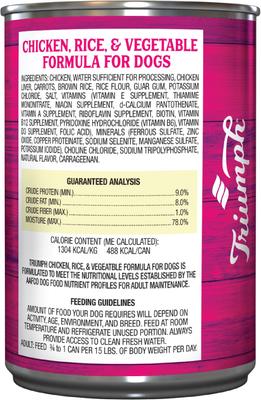 Show full view: Triumph Chicken, Rice 'N Vegetable Formula Canned Dog Food, 13.2-oz, case of 12 slide 3 of 11