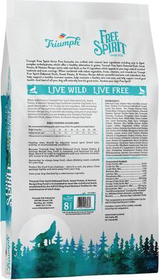 Show full view: Triumph Free Spirit Grain-Free Deboned Duck, Sweet Potato & Venison Recipe Dry Dog Food, 26-lb bag slide 3 of 11