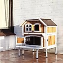 TRIXIE 2-Story Cottage Outdoor Wooden Cat House, Brown/White