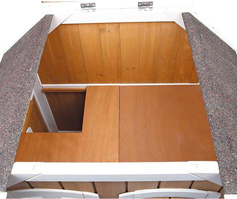 Show full view: TRIXIE 2-Story Cottage Outdoor Wooden Cat House, Brown/White slide 5 of 9