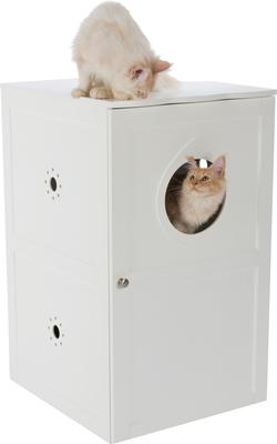 Show full view: TRIXIE 2-Story Wooden Cat Litter Box Enclosure, White slide 3 of 11
