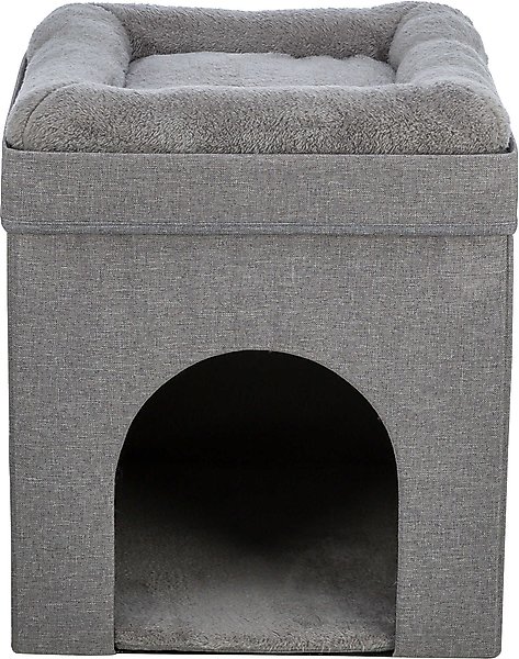 Show full view: TRIXIE Crazy Cube 1-Story Stackable Indoor Cat House, Gray slide 1 of 8