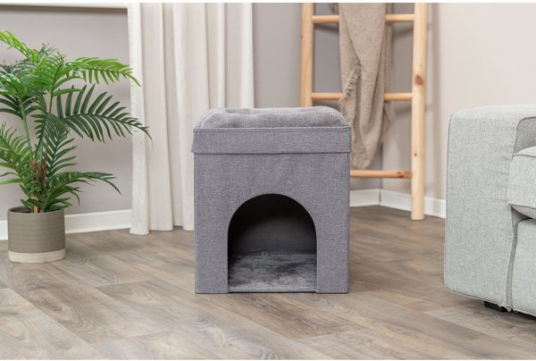 Show full view: TRIXIE Crazy Cube 1-Story Stackable Indoor Cat House, Gray slide 3 of 8