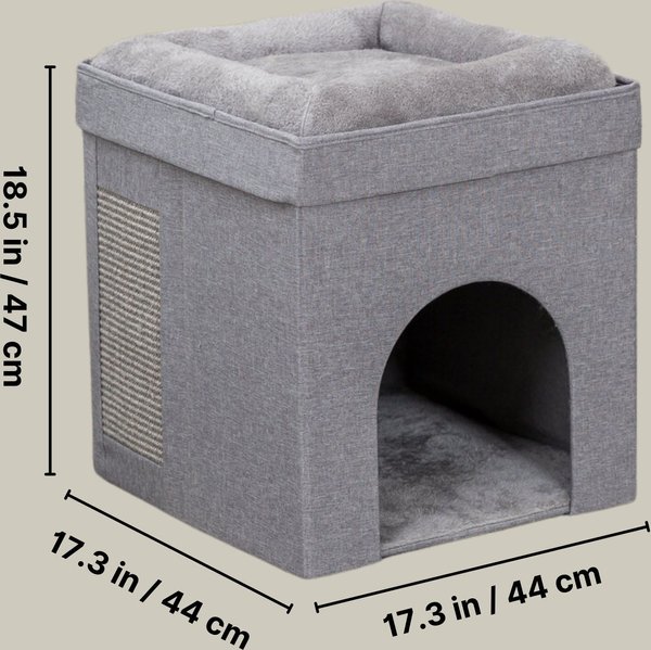 Show full view: TRIXIE Crazy Cube 1-Story Stackable Indoor Cat House, Gray slide 4 of 8