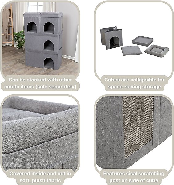 Show full view: TRIXIE Crazy Cube 1-Story Stackable Indoor Cat House, Gray slide 5 of 8