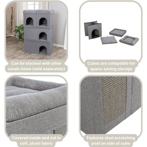 TRIXIE Crazy Cube 1-Story Stackable Indoor Cat House, Gray