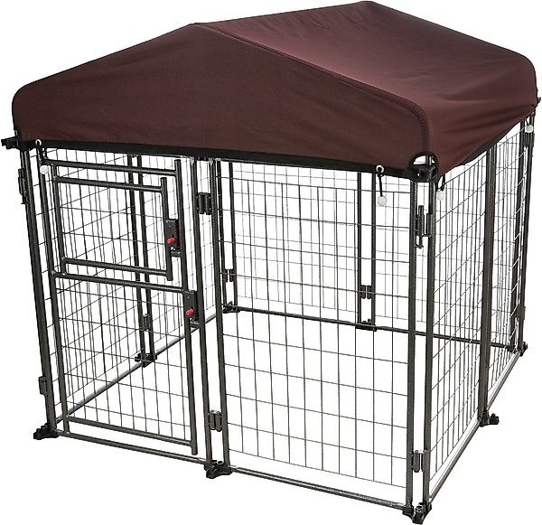 TRIXIE Deluxe Outdoor Dog Kennel with Cover & Secure Lock, Black/Burgundy