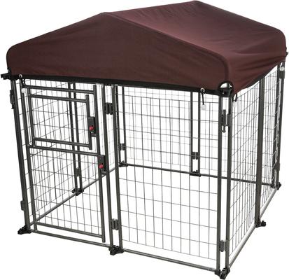 Show full view: TRIXIE Deluxe Outdoor Dog Kennel with Cover & Secure Lock, Black/Burgundy, Medium slide 4 of 7
