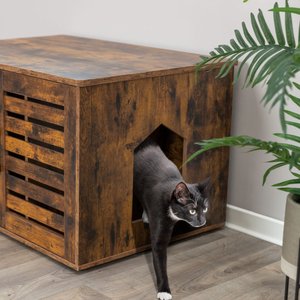 TRIXIE Farmhouse Wooden House Cat Litter Box Enclosure