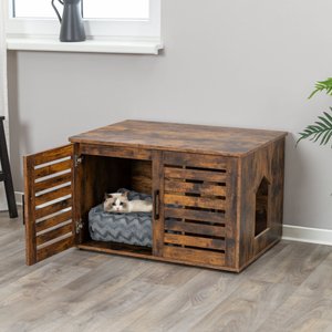 TRIXIE Farmhouse Wooden House Cat Litter Box Enclosure