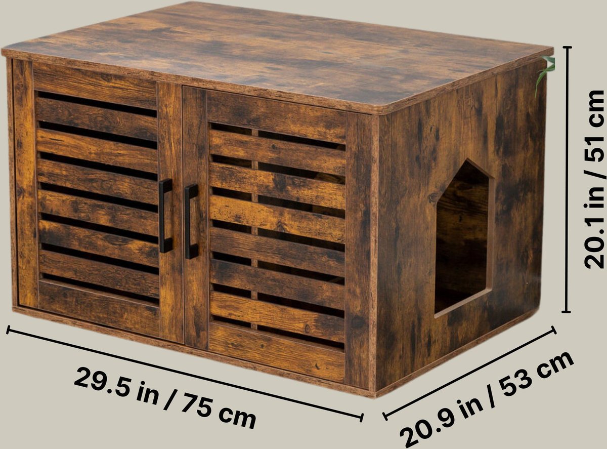 TRIXIE Farmhouse Wooden House Cat Litter Box Enclosure