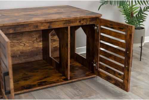 Show full view: TRIXIE Farmhouse Wooden House Cat Litter Box Enclosure slide 7 of 10